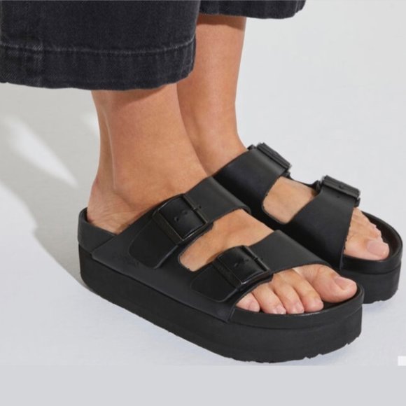Birkenstock Shoes - BIRKENSTOCK Papillio Black 'Arizona' Platform Sandals